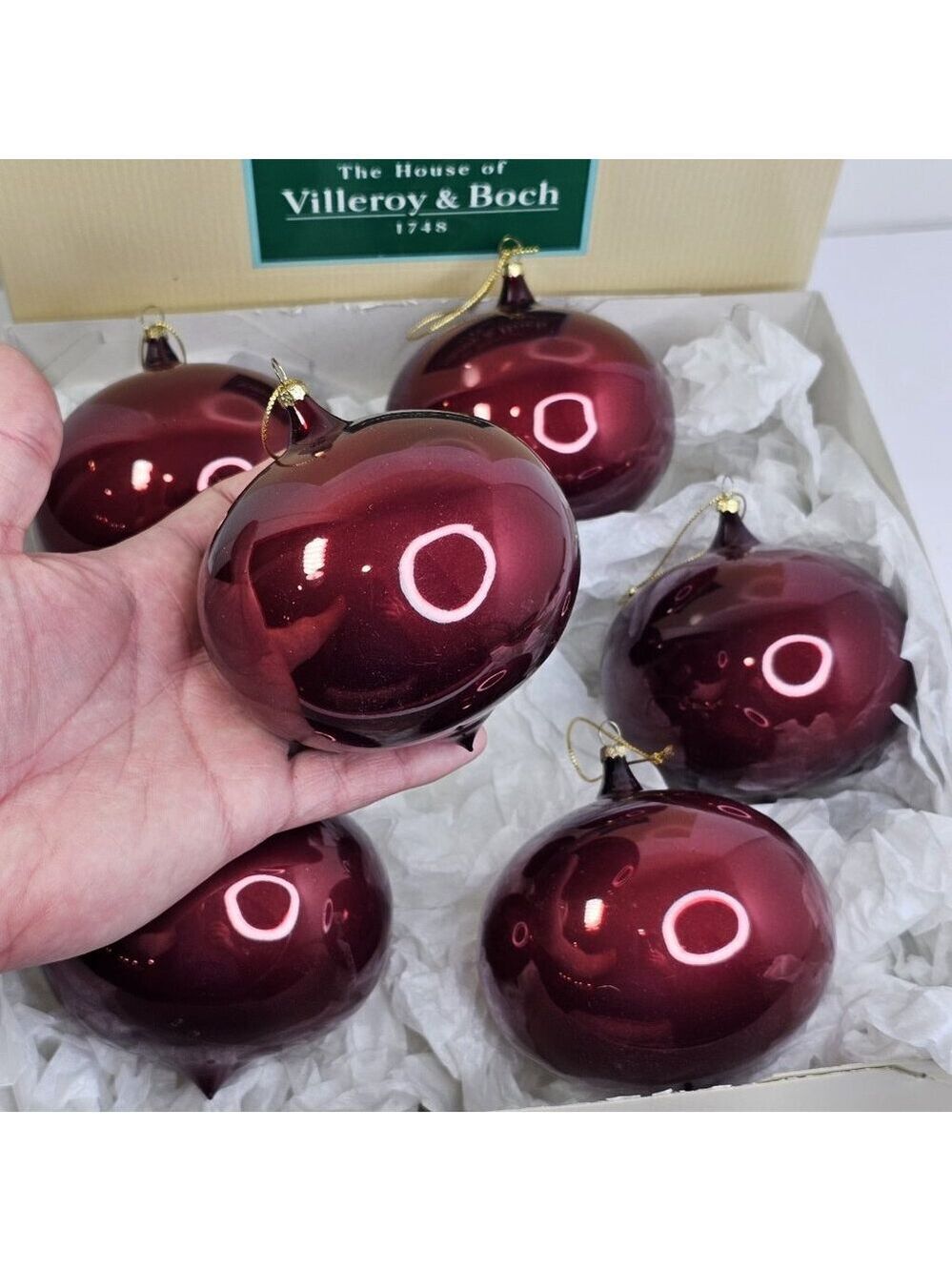 Villeroy & Boch Large Mouth Blown Glass Christmas Ornaments 6pcs Large